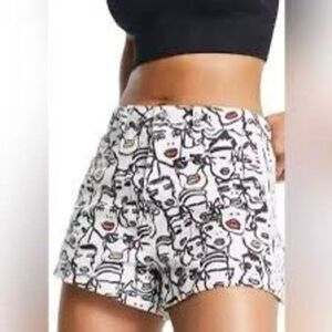 Adidas X Fiorucci Collaboration Abstract Jean Shorts Sz S Faces